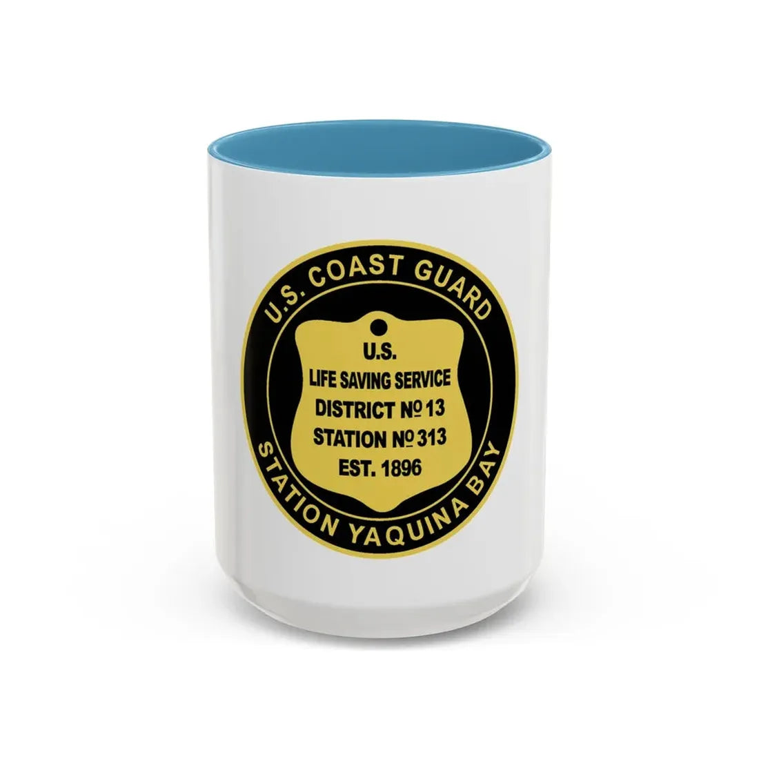 USCG Station Yaquina Bay (U.S. Coast Guard) Accent Coffee Mug 15oz Light Blue - Go Mug Yourself