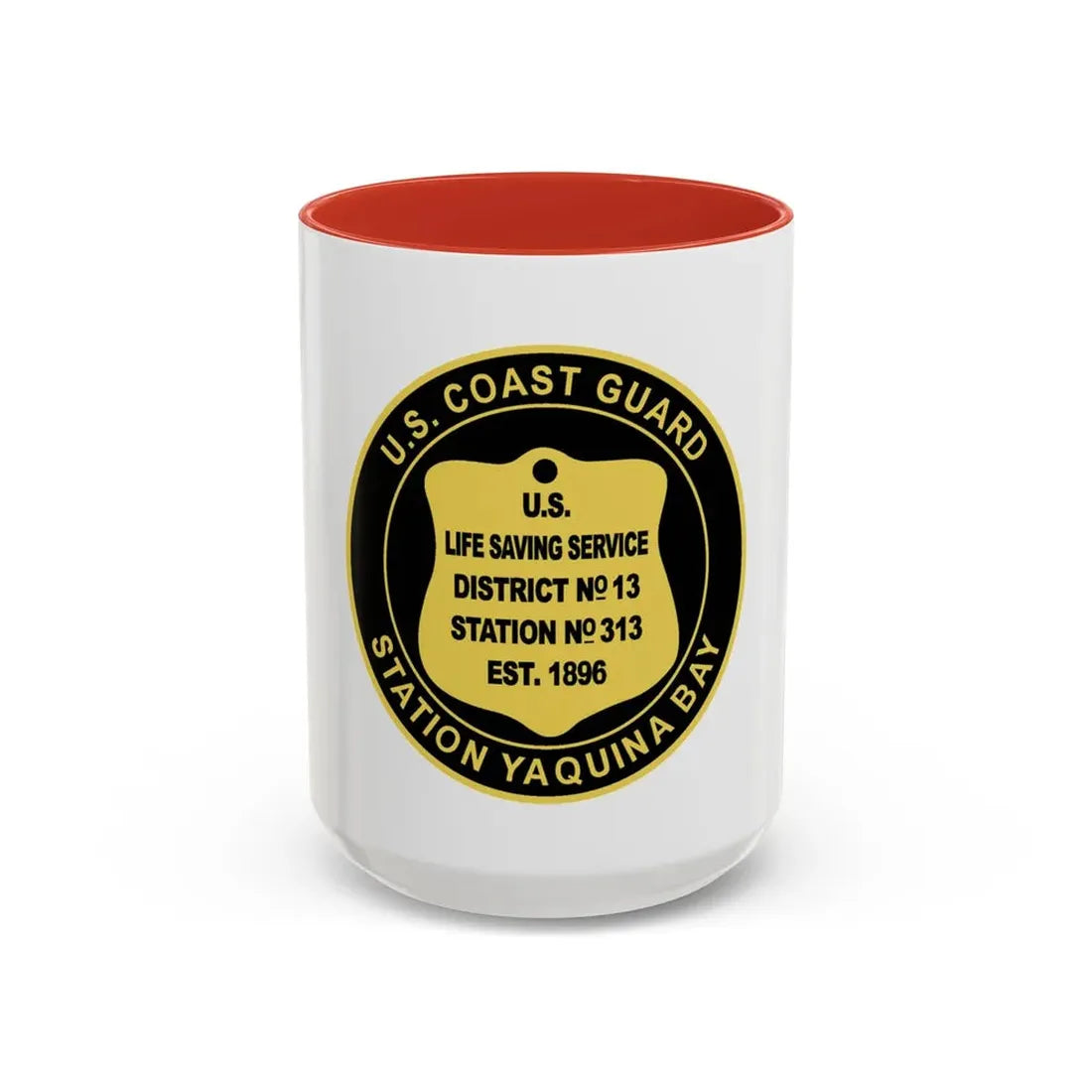 USCG Station Yaquina Bay (U.S. Coast Guard) Accent Coffee Mug 15oz Red - Go Mug Yourself