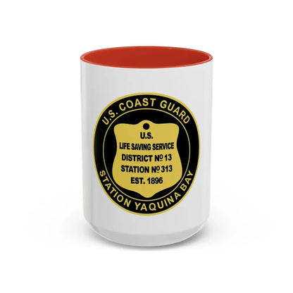 USCG Station Yaquina Bay (U.S. Coast Guard) Accent Coffee Mug 15oz Red - Go Mug Yourself