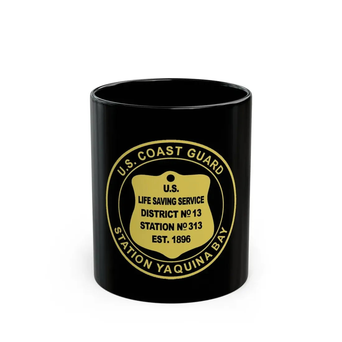USCG Station Yaquina Bay (U.S. Coast Guard) Black Coffee Mug 11oz - Go Mug Yourself