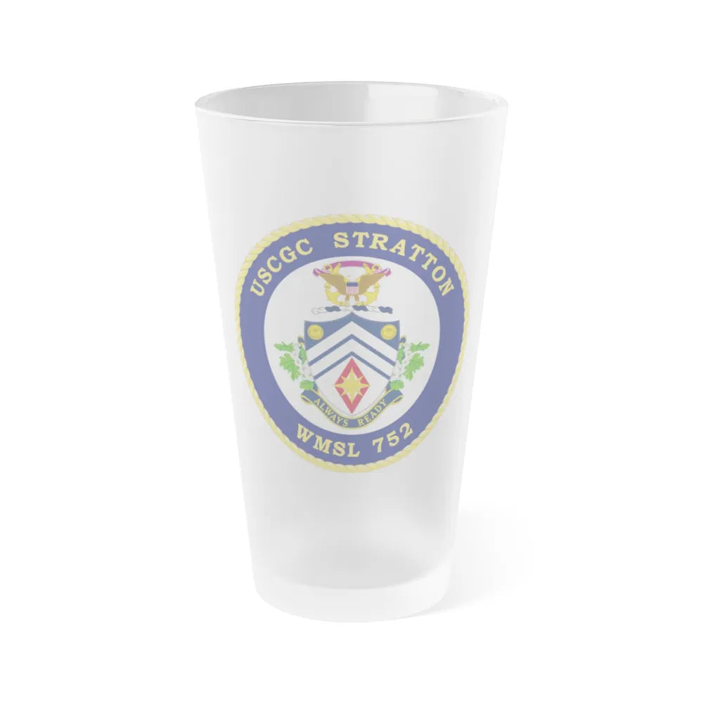 USCG Stratton WMSL 752 (U.S. Coast Guard) Frosted Pint Glass 16oz-Go Mug Yourself