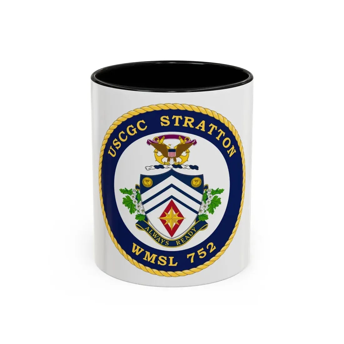 USCG Stratton WMSL 752 (U.S. Coast Guard) Accent Coffee Mug 11oz Black - Go Mug Yourself