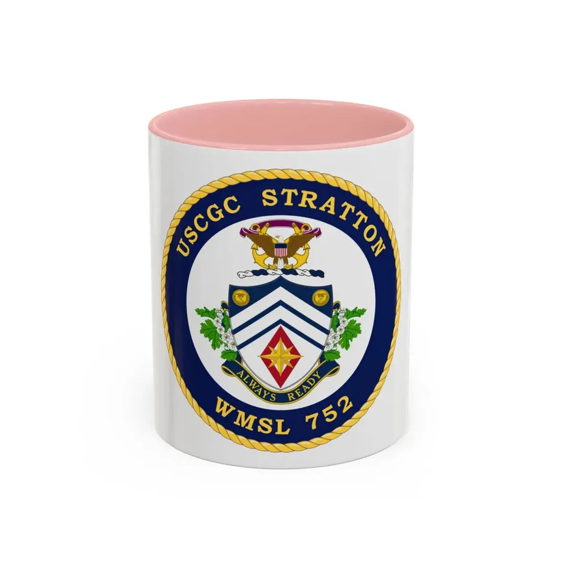 USCG Stratton WMSL 752 (U.S. Coast Guard) Accent Coffee Mug 11oz Pink - Go Mug Yourself