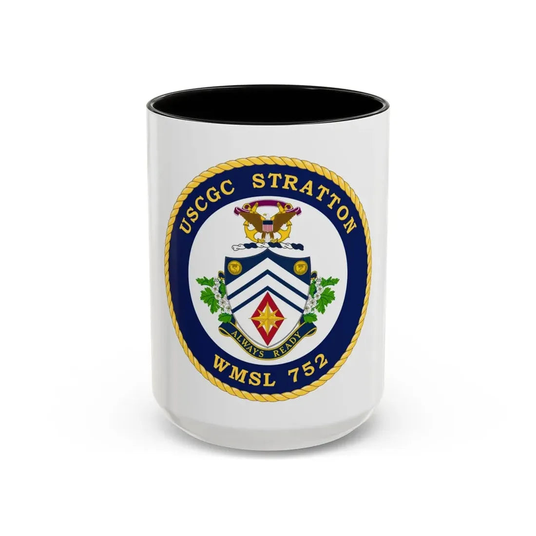 USCG Stratton WMSL 752 (U.S. Coast Guard) Accent Coffee Mug 15oz Black - Go Mug Yourself