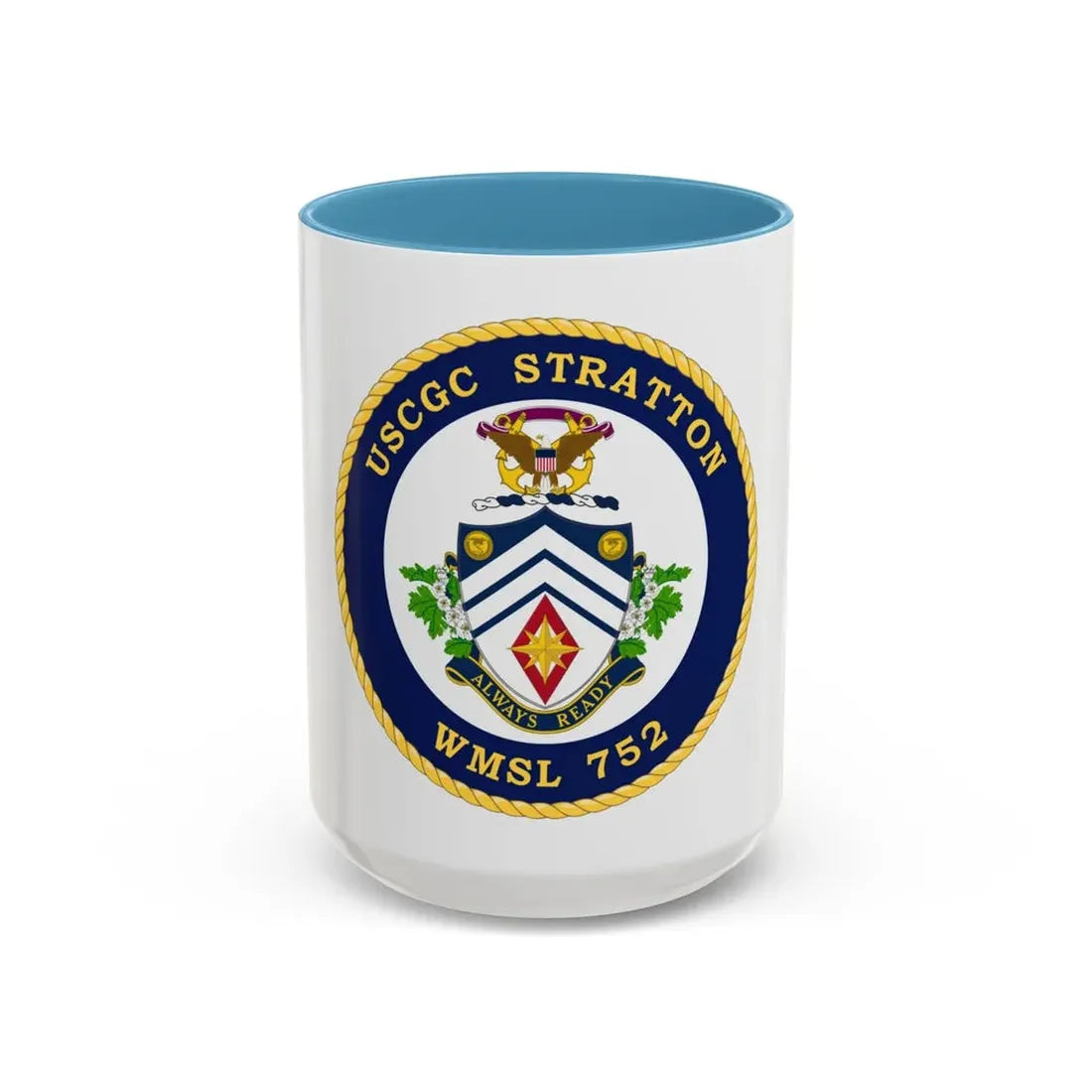 USCG Stratton WMSL 752 (U.S. Coast Guard) Accent Coffee Mug 15oz Light Blue - Go Mug Yourself
