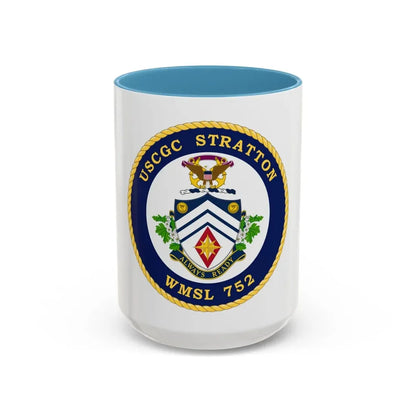 USCG Stratton WMSL 752 (U.S. Coast Guard) Accent Coffee Mug 15oz Light Blue - Go Mug Yourself