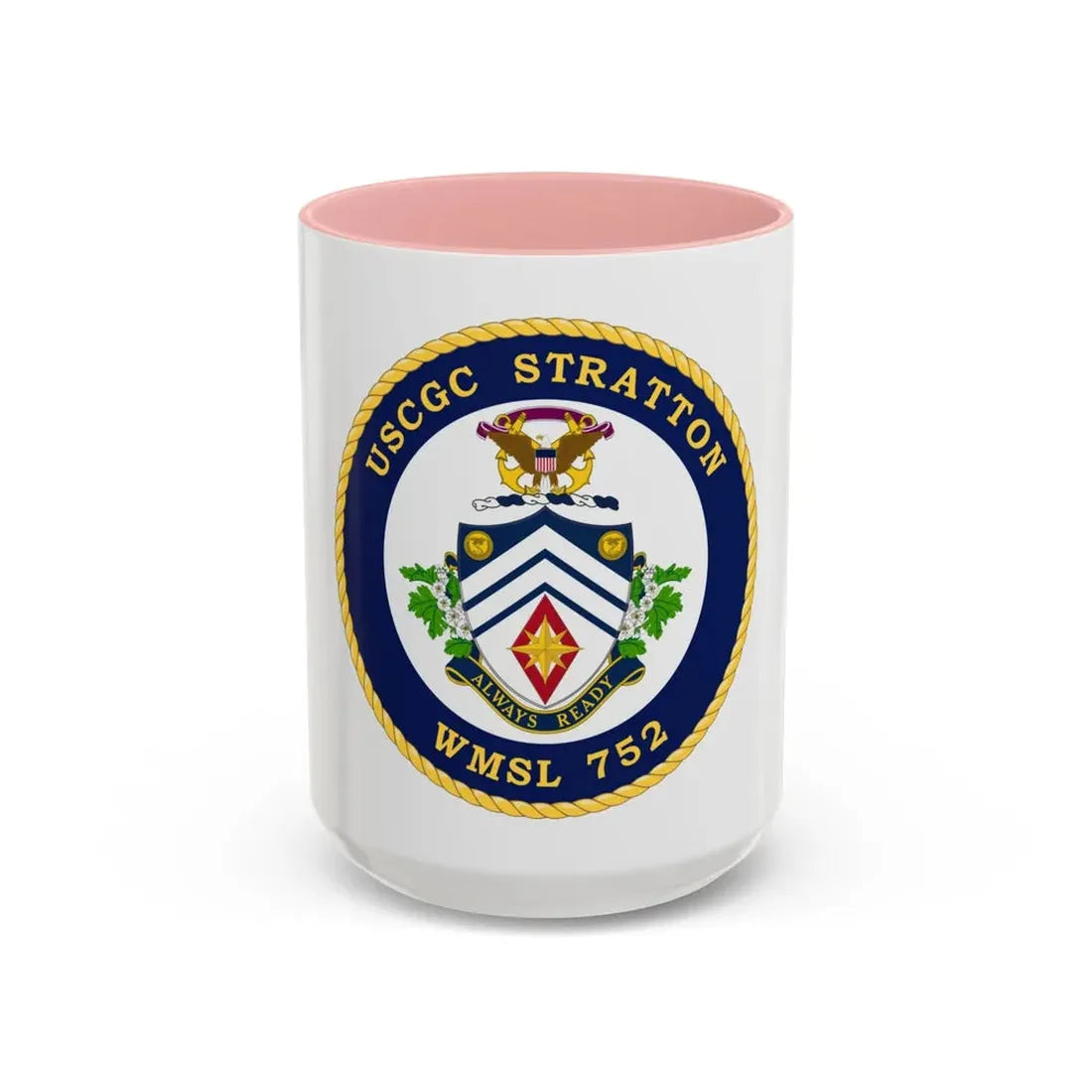 USCG Stratton WMSL 752 (U.S. Coast Guard) Accent Coffee Mug 15oz Pink - Go Mug Yourself