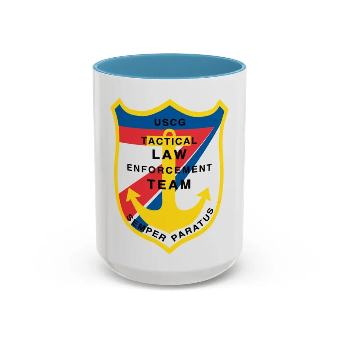 USCG Tactical Law Enforcement Team District 7 (U.S. Coast Guard) Accent Coffee Mug 15oz Light Blue - Go Mug Yourself