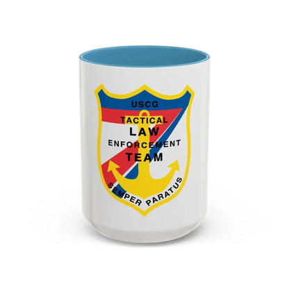 USCG Tactical Law Enforcement Team District 7 (U.S. Coast Guard) Accent Coffee Mug 15oz Light Blue - Go Mug Yourself