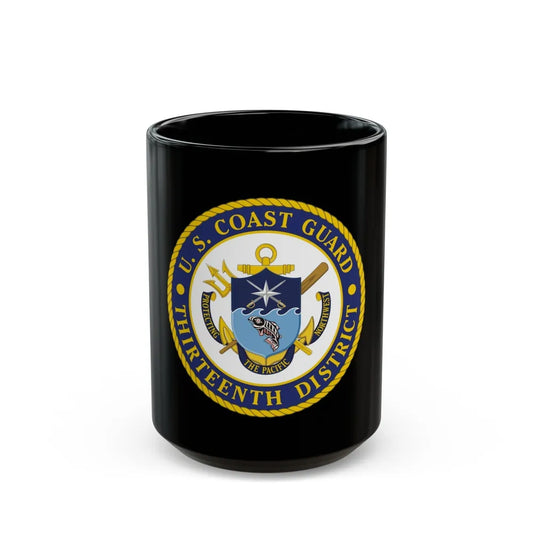 USCG Thirteenth District (U.S. Coast Guard) Black Coffee Mug-15oz-Go Mug Yourself