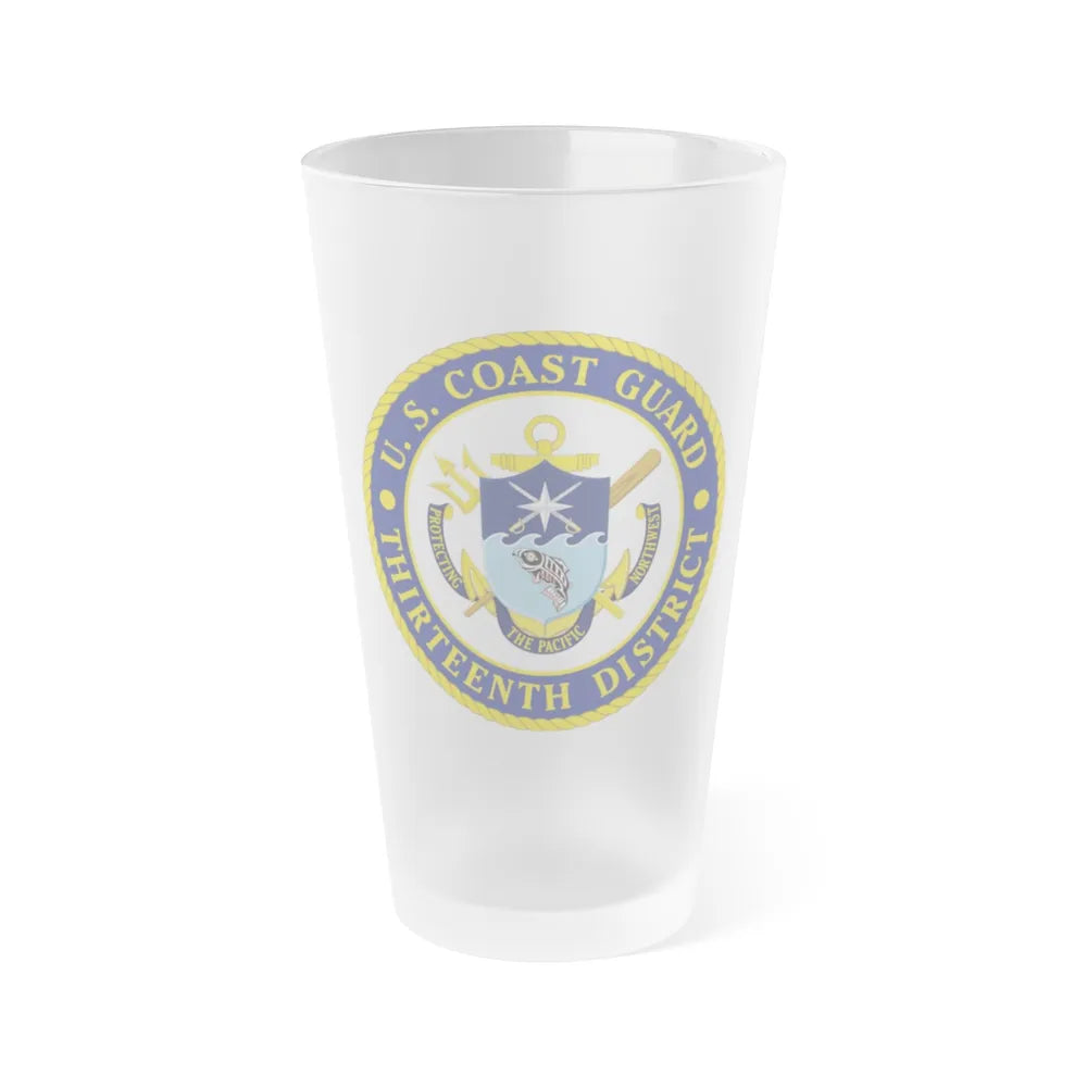 USCG Thirteenth District (U.S. Coast Guard) Frosted Pint Glass 16oz-Go Mug Yourself