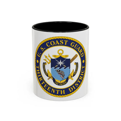USCG Thirteenth District (U.S. Coast Guard) Accent Coffee Mug 11oz Black - Go Mug Yourself