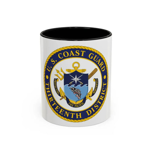 USCG Thirteenth District (U.S. Coast Guard) Accent Coffee Mug 11oz Black - Go Mug Yourself