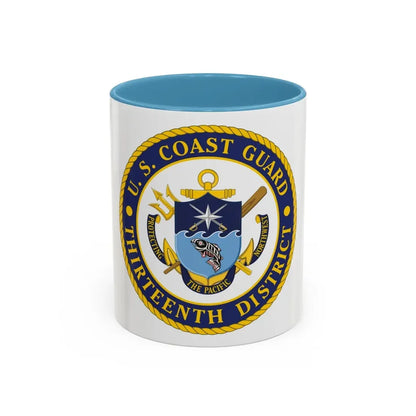 USCG Thirteenth District (U.S. Coast Guard) Accent Coffee Mug 11oz Light Blue - Go Mug Yourself