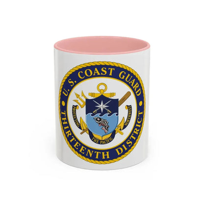 USCG Thirteenth District (U.S. Coast Guard) Accent Coffee Mug 11oz Pink - Go Mug Yourself