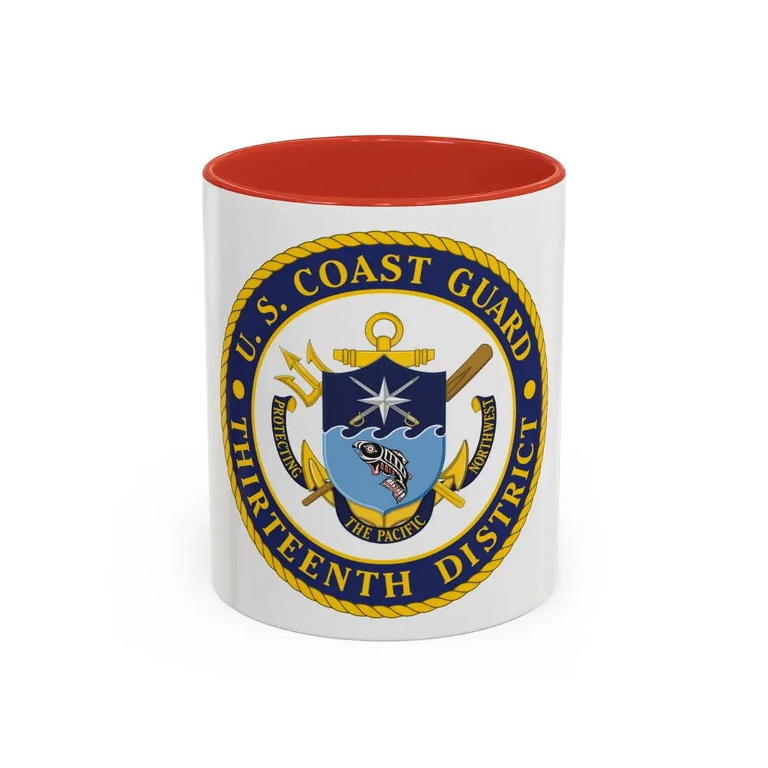 USCG Thirteenth District (U.S. Coast Guard) Accent Coffee Mug 11oz Red - Go Mug Yourself