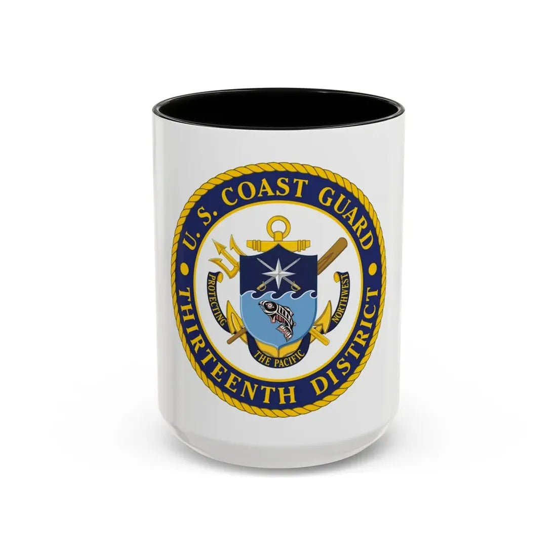 USCG Thirteenth District (U.S. Coast Guard) Accent Coffee Mug 15oz Black - Go Mug Yourself