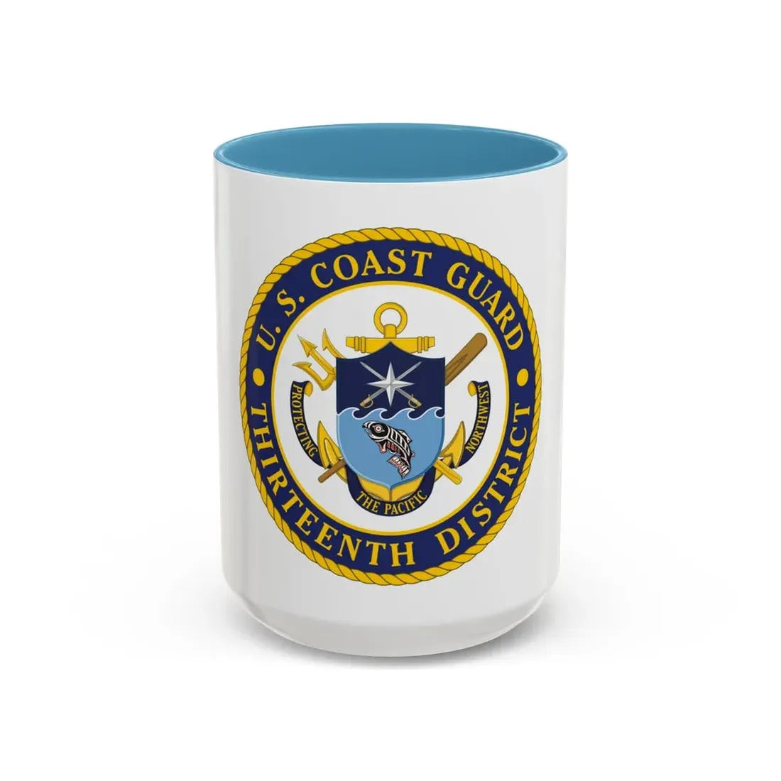 USCG Thirteenth District (U.S. Coast Guard) Accent Coffee Mug 15oz Light Blue - Go Mug Yourself