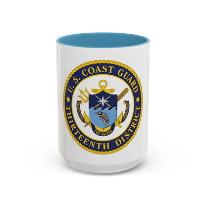USCG Thirteenth District (U.S. Coast Guard) Accent Coffee Mug 15oz Light Blue - Go Mug Yourself