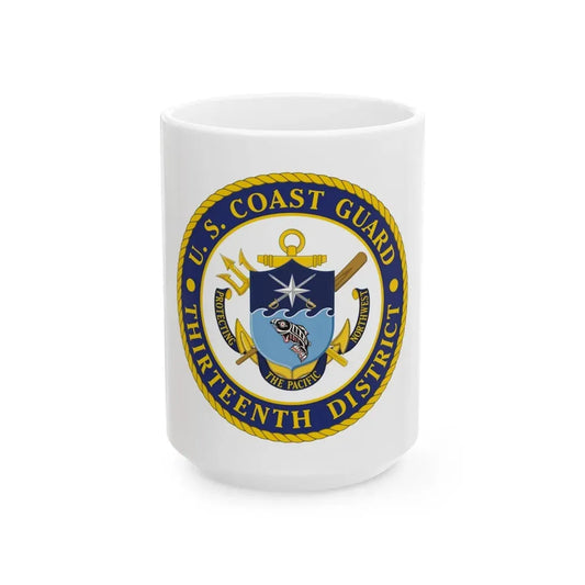USCG Thirteenth District (U.S. Coast Guard) White Coffee Mug 15oz - Go Mug Yourself