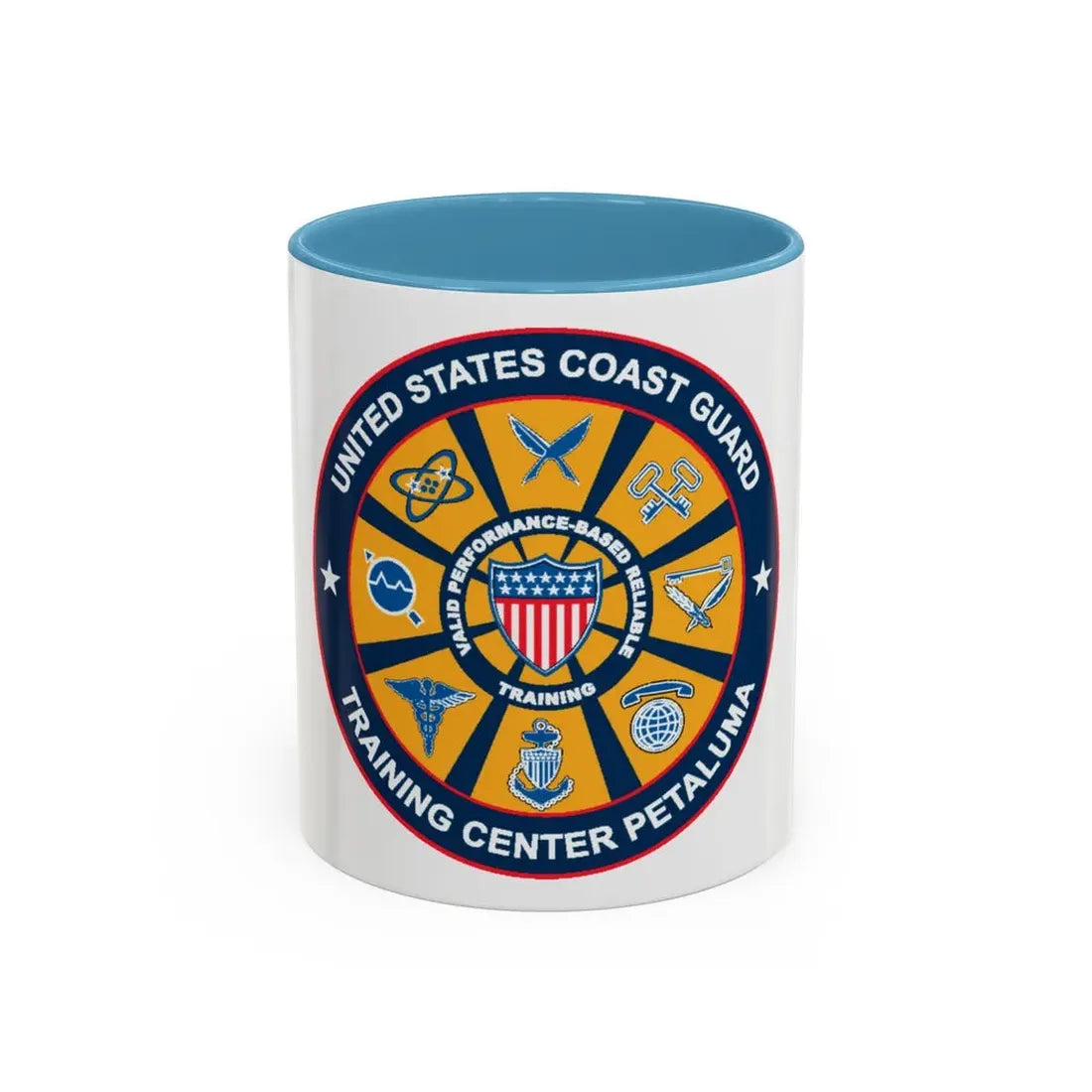 USCG Training Center Petaluma (U.S. Coast Guard) Accent Coffee Mug 11oz Light Blue - Go Mug Yourself