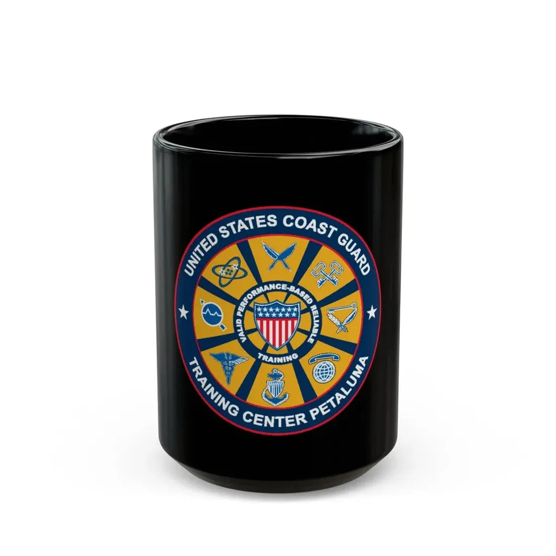 USCG Training Center Petaluma (U.S. Coast Guard) Black Coffee Mug 15oz - Go Mug Yourself