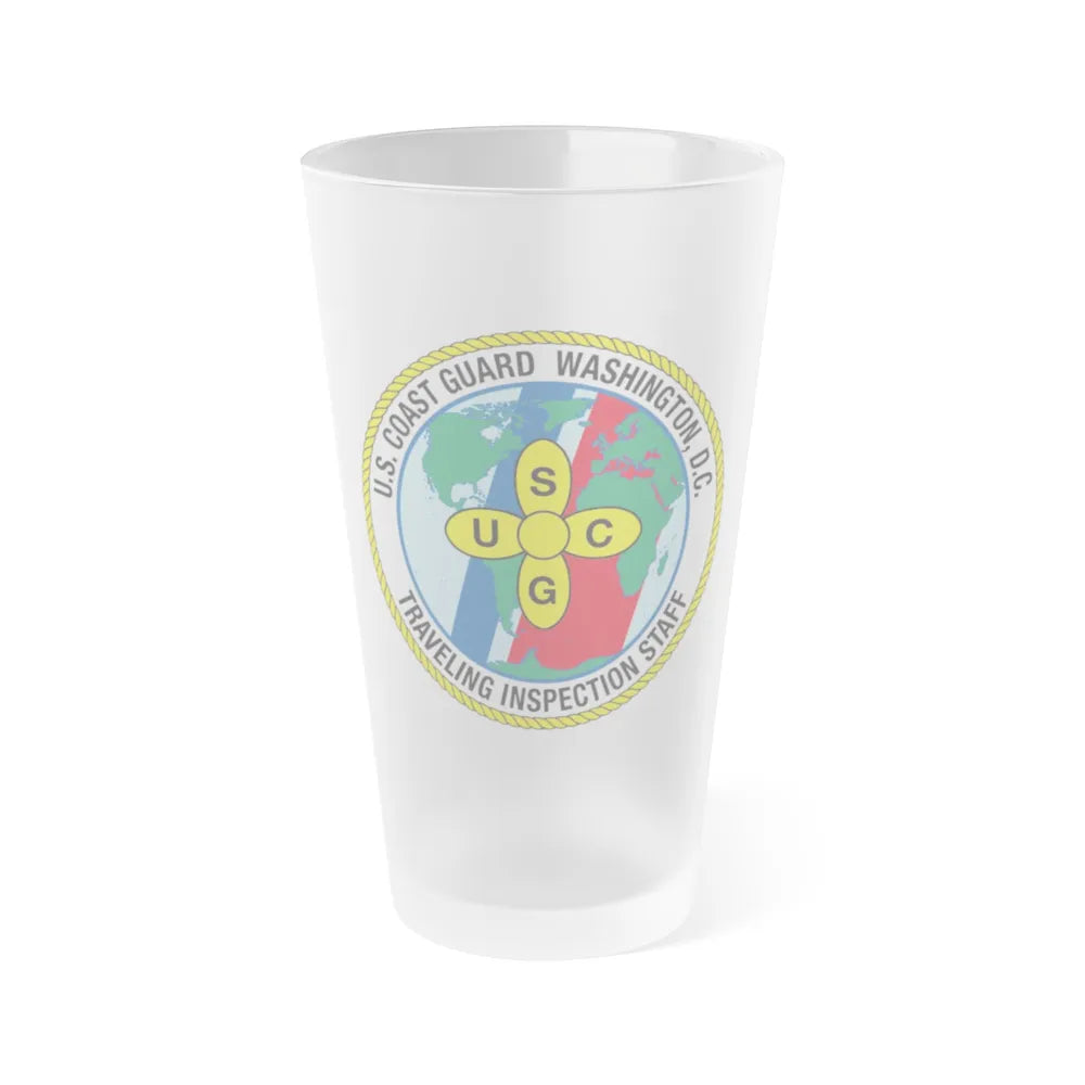 USCG Washington DC Traveling Inspection Staff (U.S. Coast Guard) Frosted Pint Glass 16oz-Go Mug Yourself