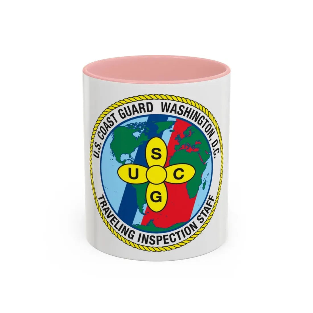 USCG Washington DC Traveling Inspection Staff (U.S. Coast Guard) Accent Coffee Mug 11oz Pink - Go Mug Yourself