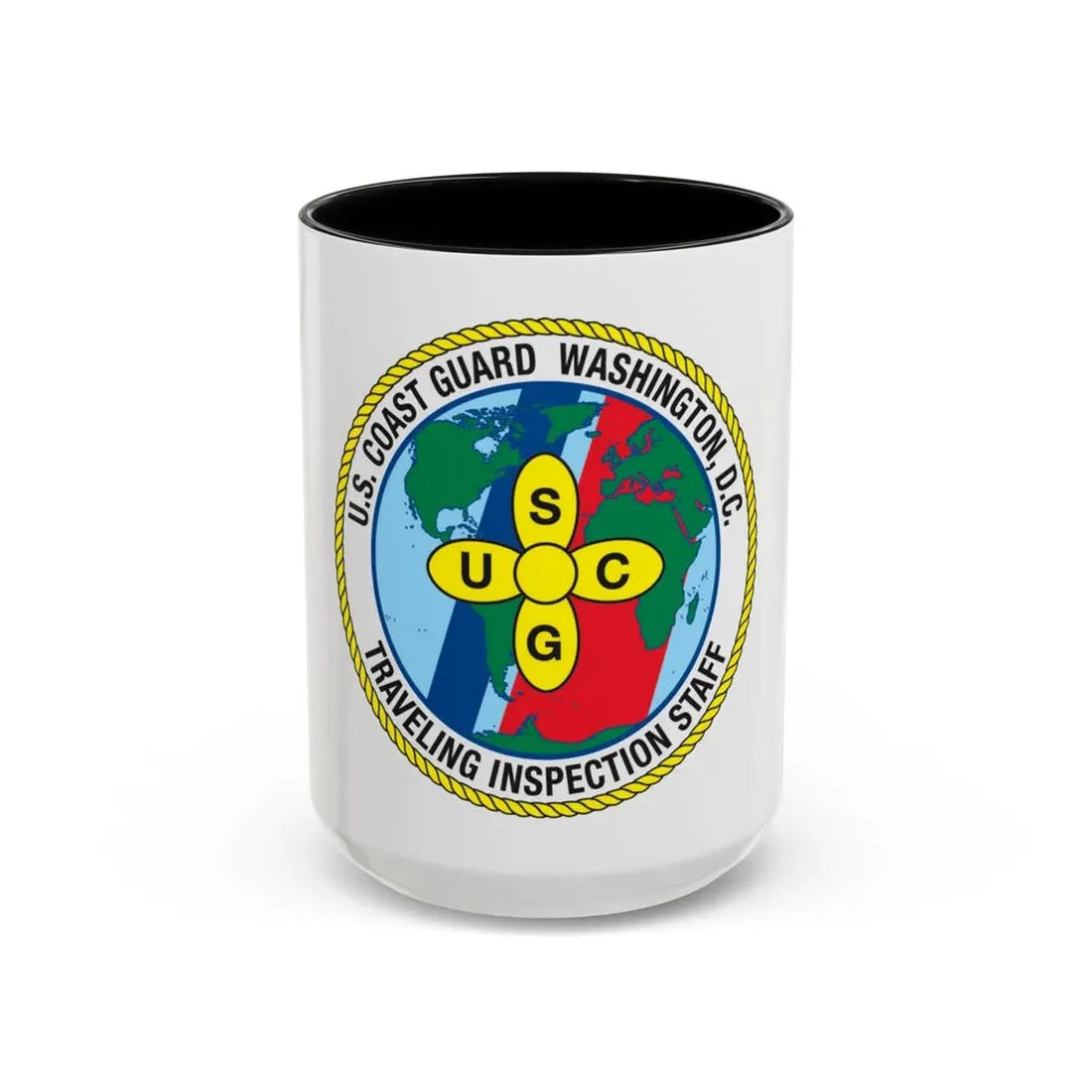 USCG Washington DC Traveling Inspection Staff (U.S. Coast Guard) Accent Coffee Mug 15oz Black - Go Mug Yourself