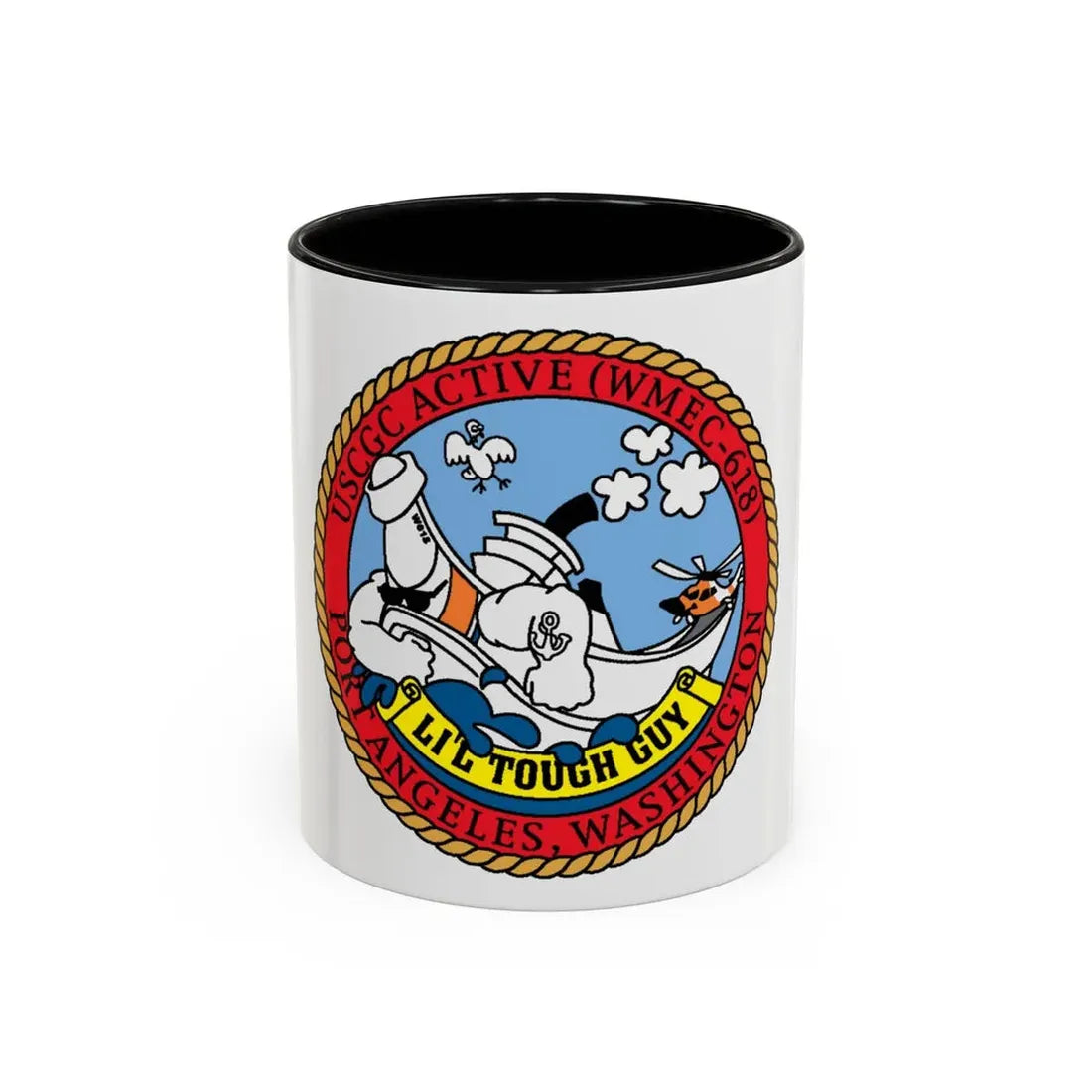 USCGC Active WMEC 618 Little Tough Guy (U.S. Coast Guard) Accent Coffee Mug 11oz Black - Go Mug Yourself