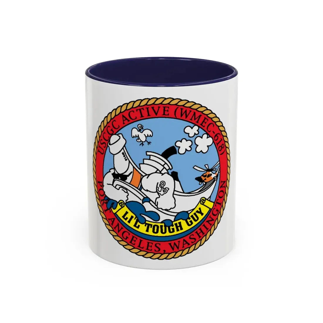USCGC Active WMEC 618 Little Tough Guy (U.S. Coast Guard) Accent Coffee Mug 11oz Navy - Go Mug Yourself