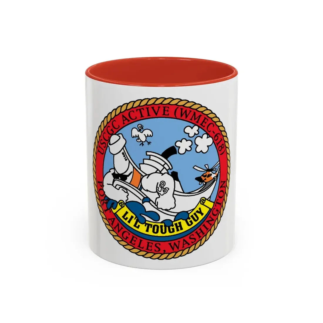USCGC Active WMEC 618 Little Tough Guy (U.S. Coast Guard) Accent Coffee Mug 11oz Red - Go Mug Yourself