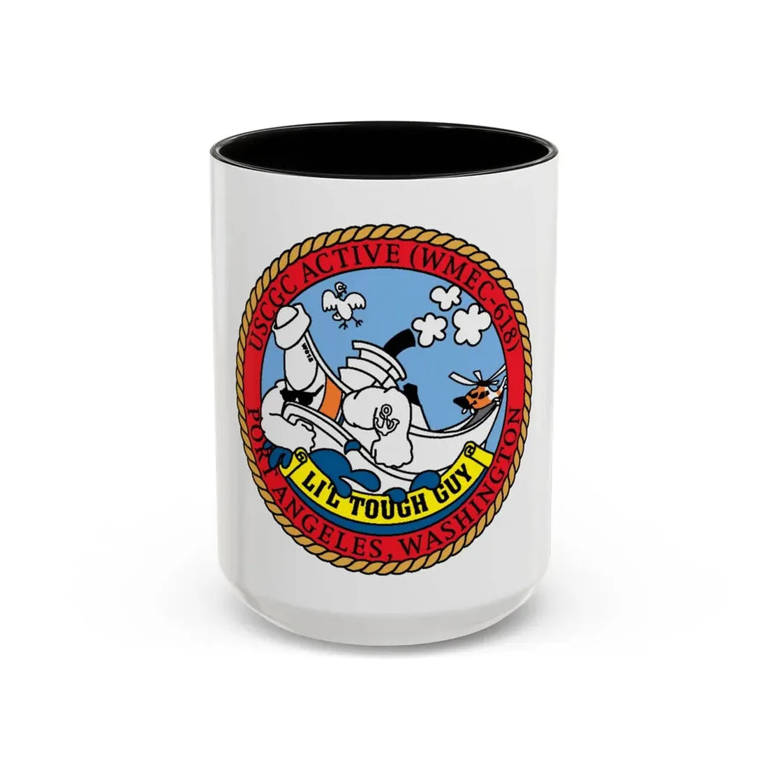 USCGC Active WMEC 618 Little Tough Guy (U.S. Coast Guard) Accent Coffee Mug 15oz Black - Go Mug Yourself