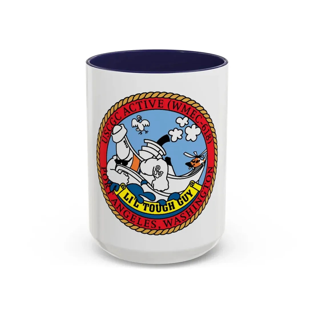 USCGC Active WMEC 618 Little Tough Guy (U.S. Coast Guard) Accent Coffee Mug 15oz Navy - Go Mug Yourself