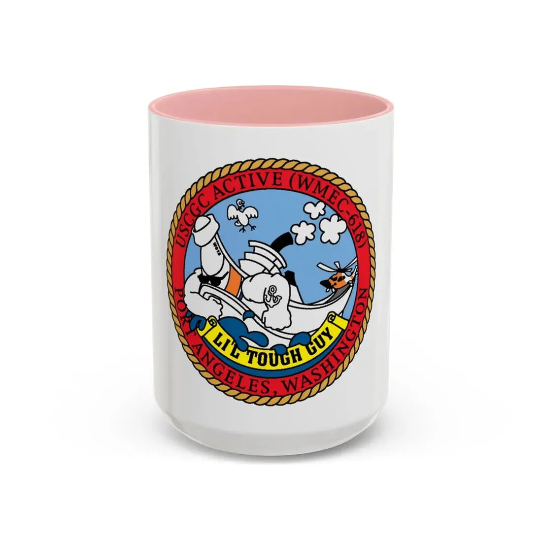 USCGC Active WMEC 618 Little Tough Guy (U.S. Coast Guard) Accent Coffee Mug 15oz Pink - Go Mug Yourself