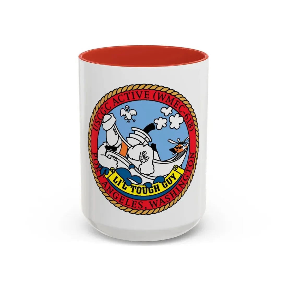 USCGC Active WMEC 618 Little Tough Guy (U.S. Coast Guard) Accent Coffee Mug 15oz Red - Go Mug Yourself