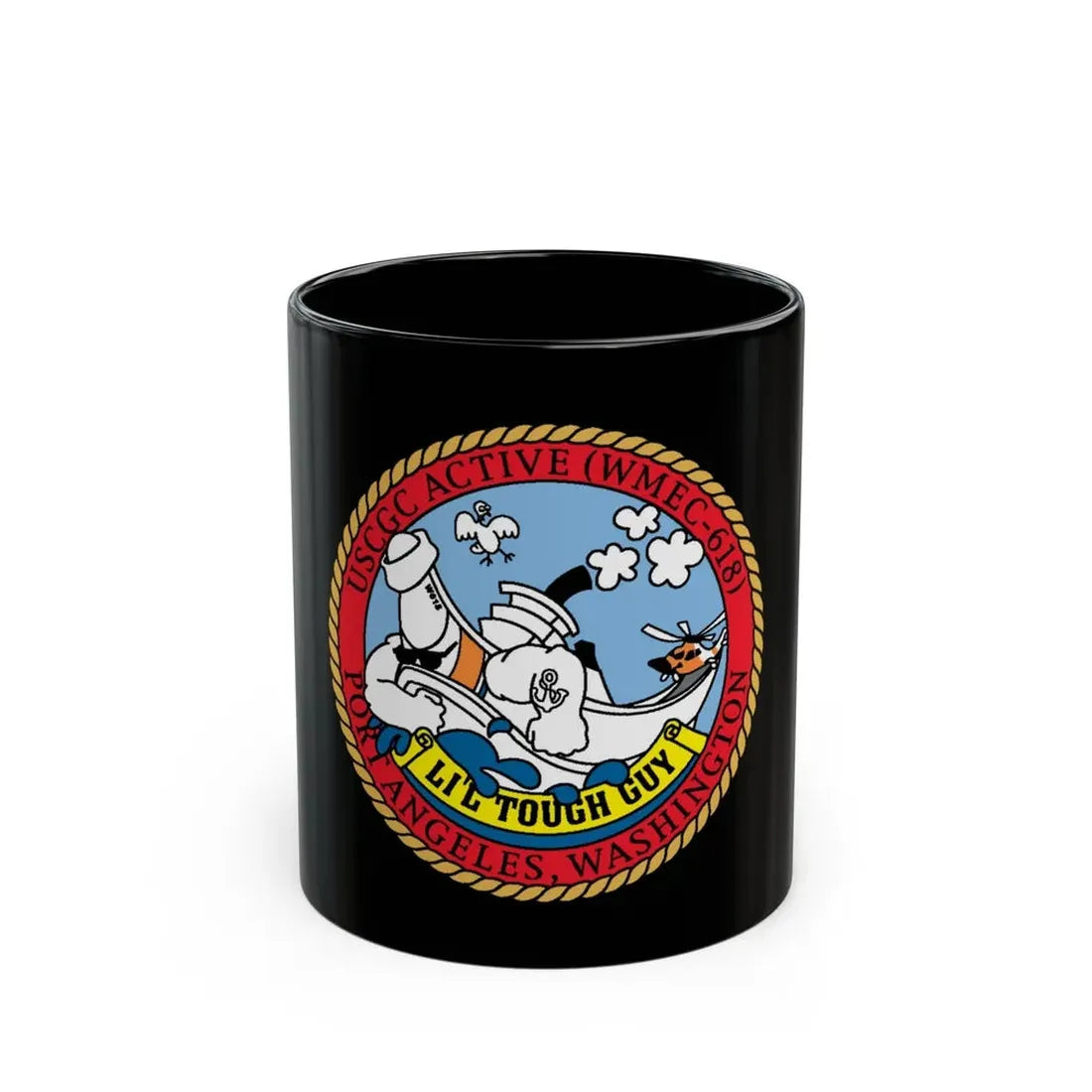 USCGC Active WMEC 618 Little Tough Guy (U.S. Coast Guard) Black Coffee Mug 11oz - Go Mug Yourself