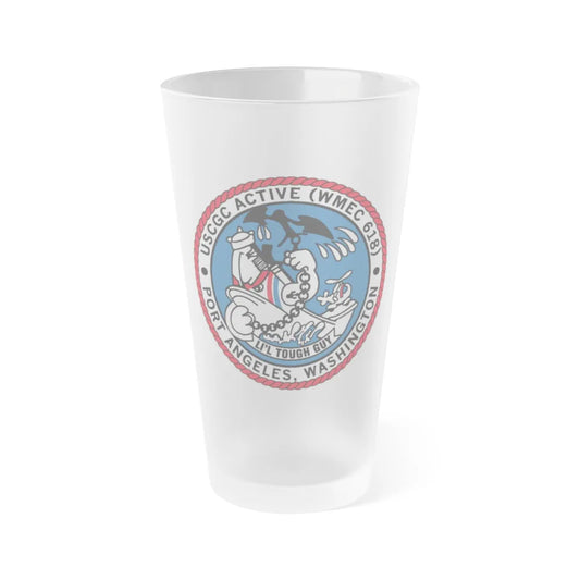 USCGC Active WMEC 618 Port Angeles WA (U.S. Coast Guard) Frosted Pint Glass 16oz-Go Mug Yourself