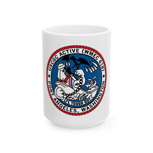 USCGC Active WMEC 618 Port Angeles WA (U.S. Coast Guard) White Coffee Mug-15oz-Go Mug Yourself