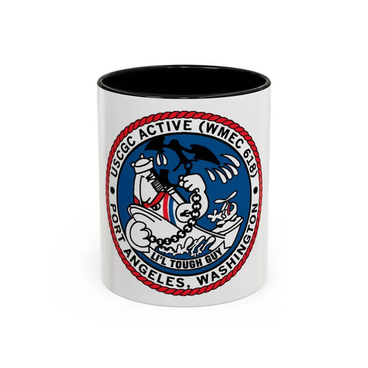 USCGC Active WMEC 618 Port Angeles WA (U.S. Coast Guard) Accent Coffee Mug 11oz Black - Go Mug Yourself