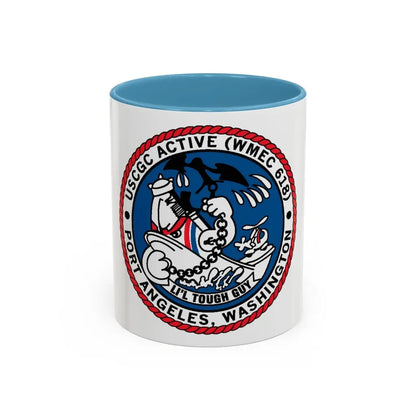 USCGC Active WMEC 618 Port Angeles WA (U.S. Coast Guard) Accent Coffee Mug 11oz Light Blue - Go Mug Yourself