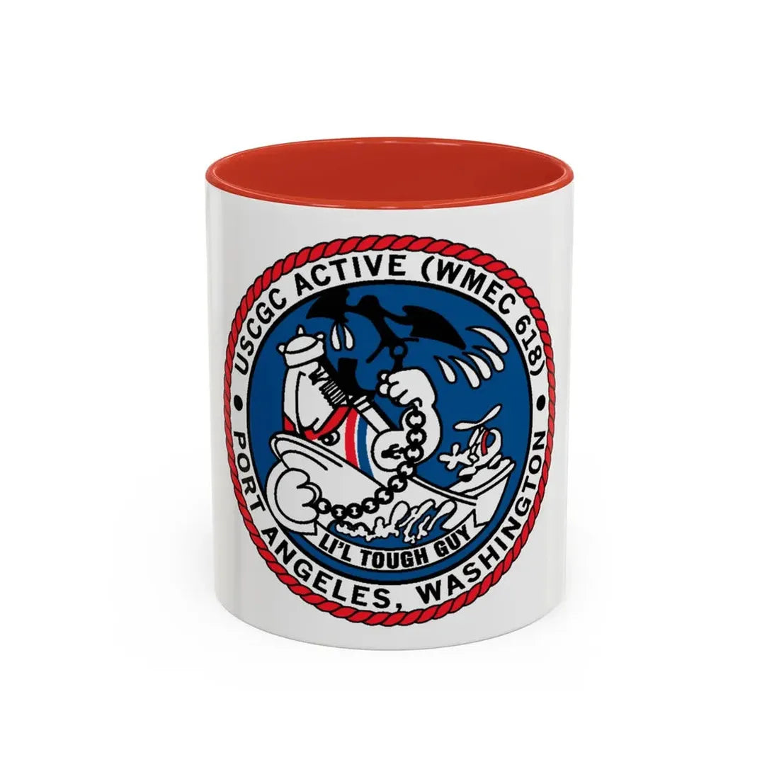 USCGC Active WMEC 618 Port Angeles WA (U.S. Coast Guard) Accent Coffee Mug 11oz Red - Go Mug Yourself