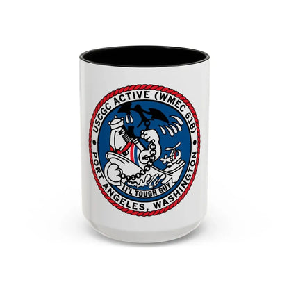 USCGC Active WMEC 618 Port Angeles WA (U.S. Coast Guard) Accent Coffee Mug 15oz Black - Go Mug Yourself
