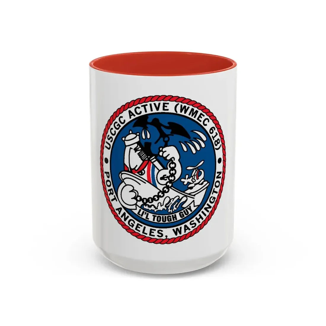 USCGC Active WMEC 618 Port Angeles WA (U.S. Coast Guard) Accent Coffee Mug 15oz Red - Go Mug Yourself