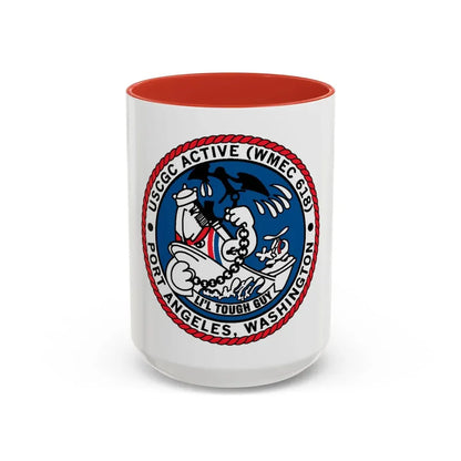 USCGC Active WMEC 618 Port Angeles WA (U.S. Coast Guard) Accent Coffee Mug 15oz Red - Go Mug Yourself