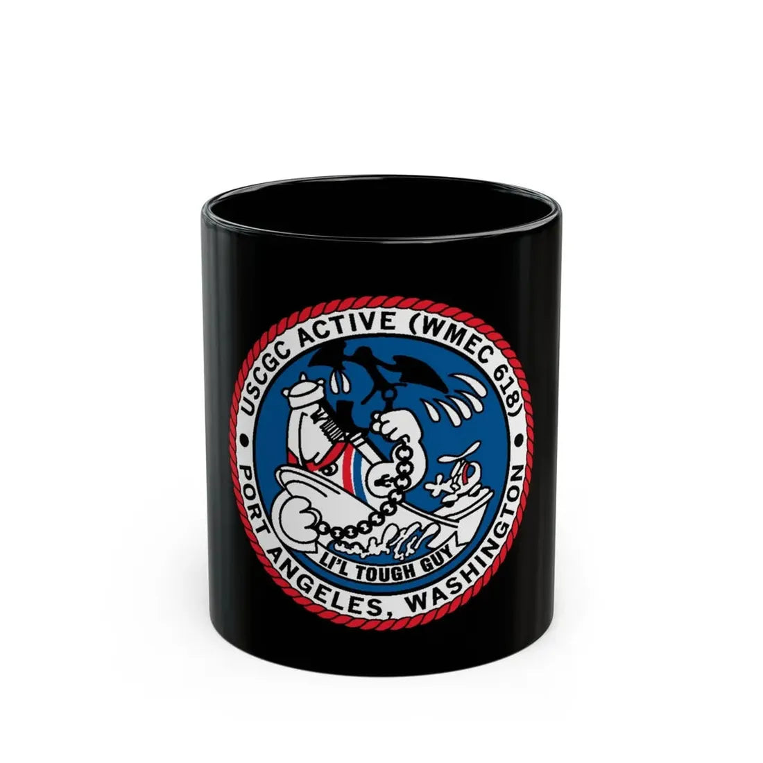 USCGC Active WMEC 618 Port Angeles WA (U.S. Coast Guard) Black Coffee Mug 11oz - Go Mug Yourself