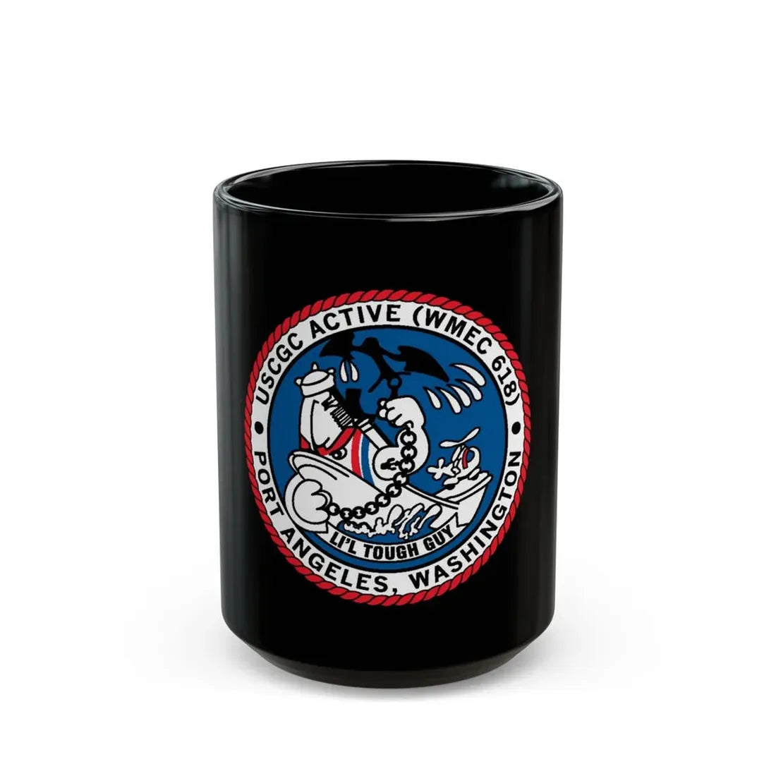 USCGC Active WMEC 618 Port Angeles WA (U.S. Coast Guard) Black Coffee Mug - Go Mug Yourself