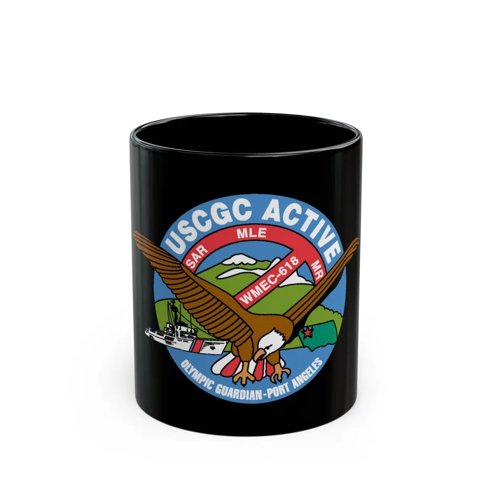 USCGC Active WMEC 618 (U.S. Coast Guard) Black Coffee Mug-11oz-Go Mug Yourself