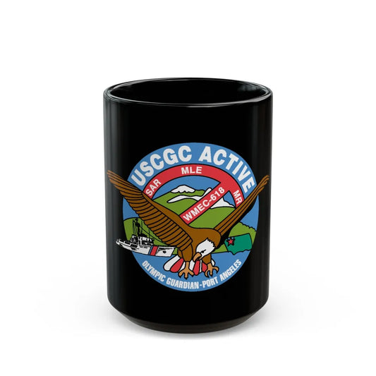 USCGC Active WMEC 618 (U.S. Coast Guard) Black Coffee Mug-15oz-Go Mug Yourself