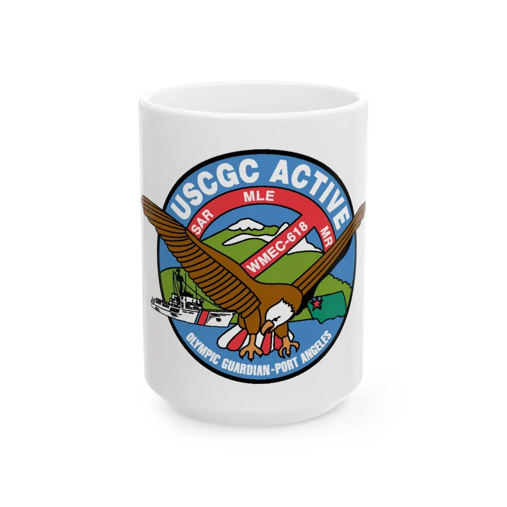 USCGC Active WMEC 618 (U.S. Coast Guard) White Coffee Mug-15oz-Go Mug Yourself